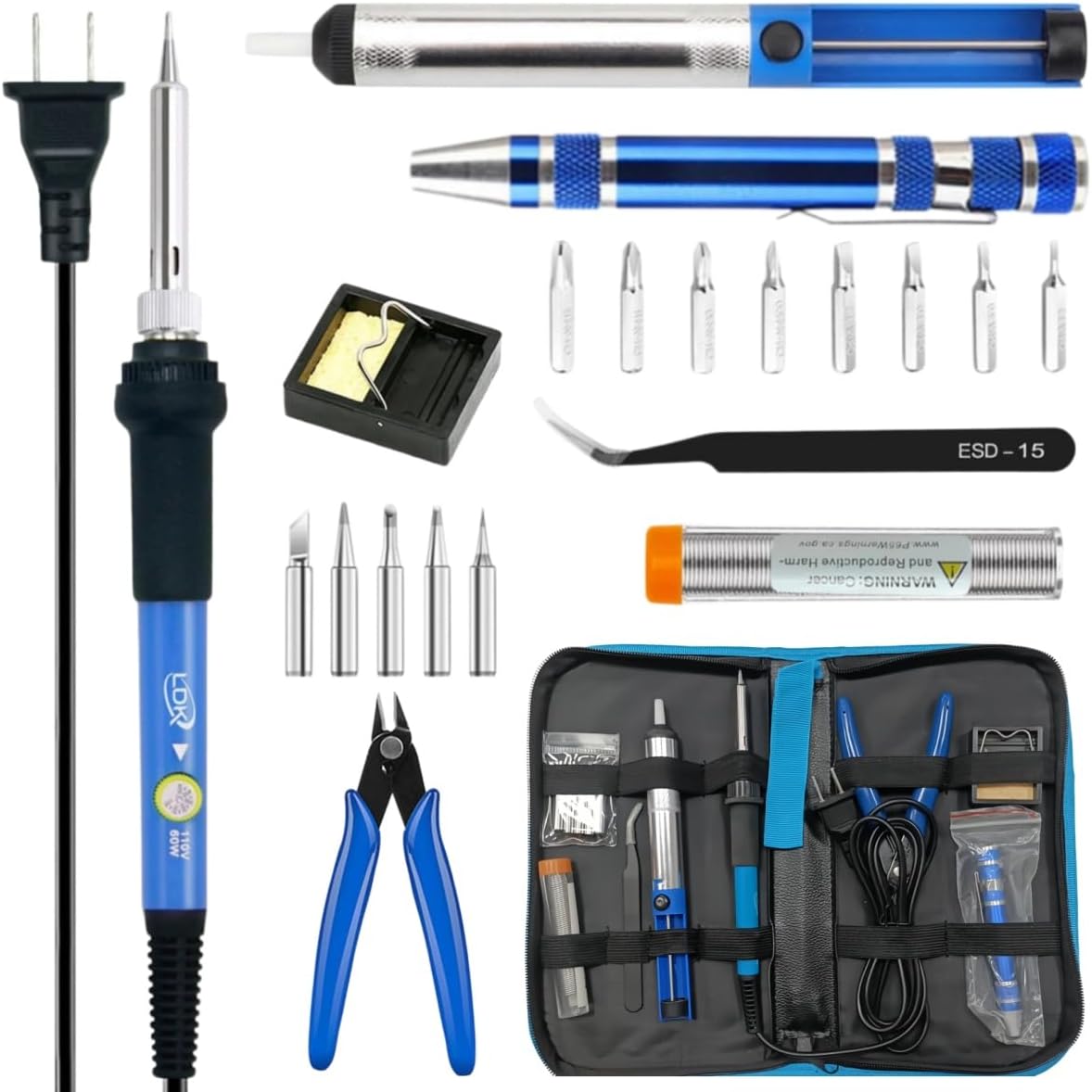 Desoldering Pump Solder - Soldering Iron Kit 60W with Adjustable