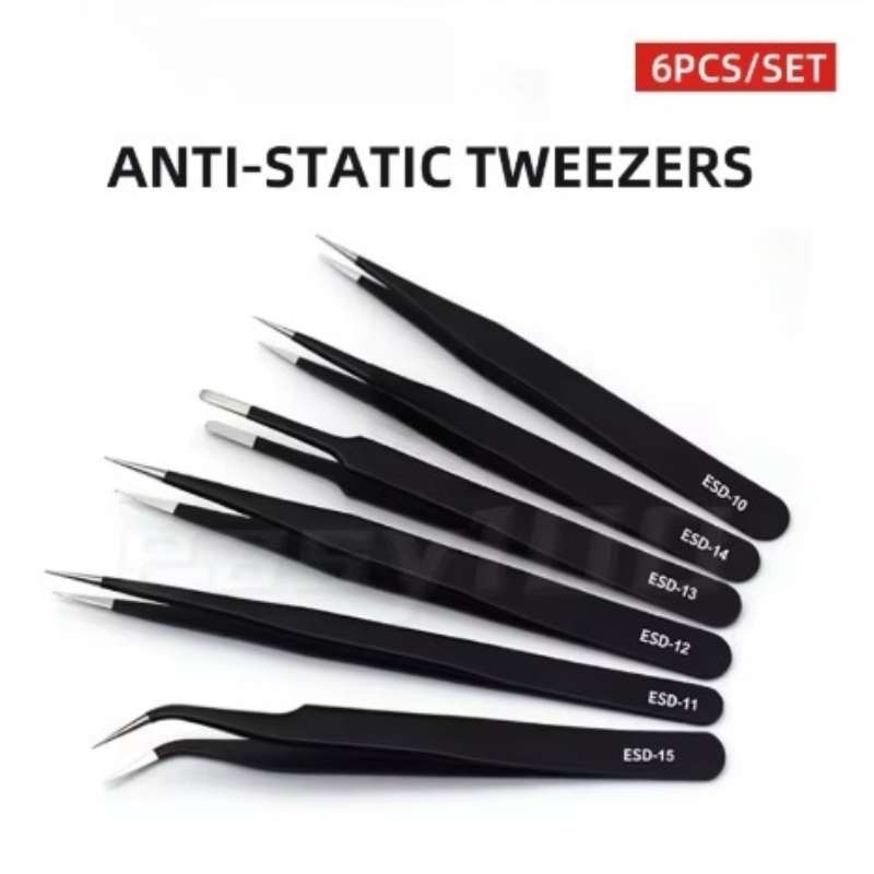Diy Electronics Soldering Kit - 6pcs Precision Tweezers Set ESD Anti-Static