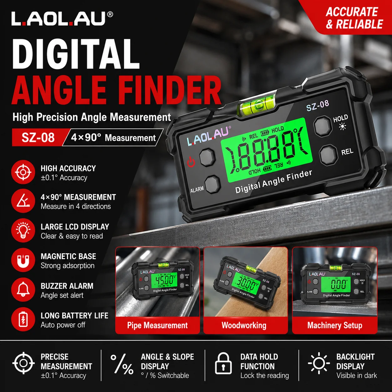 Diy Electronics Organizer - Digital Angle Gauge With Level Bubble