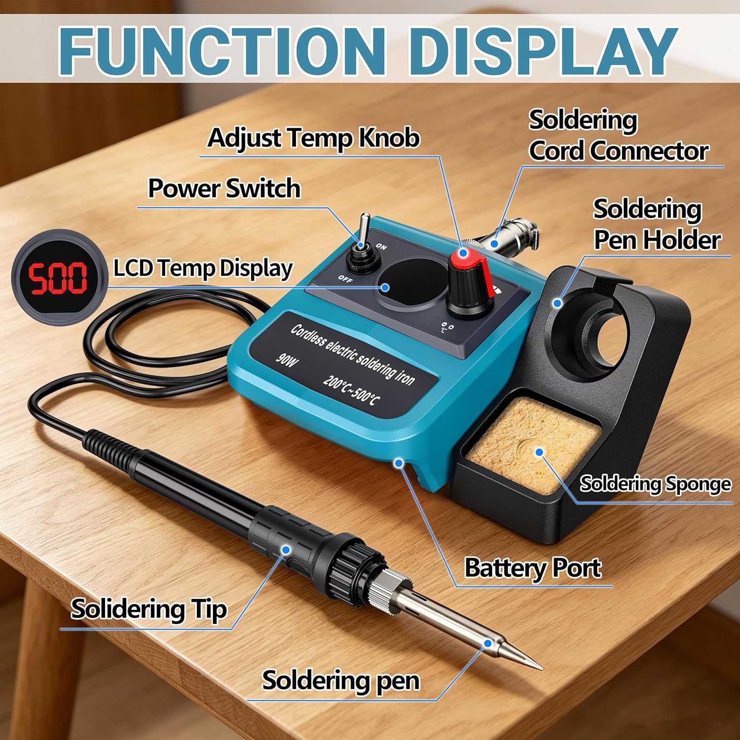 90W LED Digital Cordless Solde - đánh giá và giá Diy Electronics Organizer