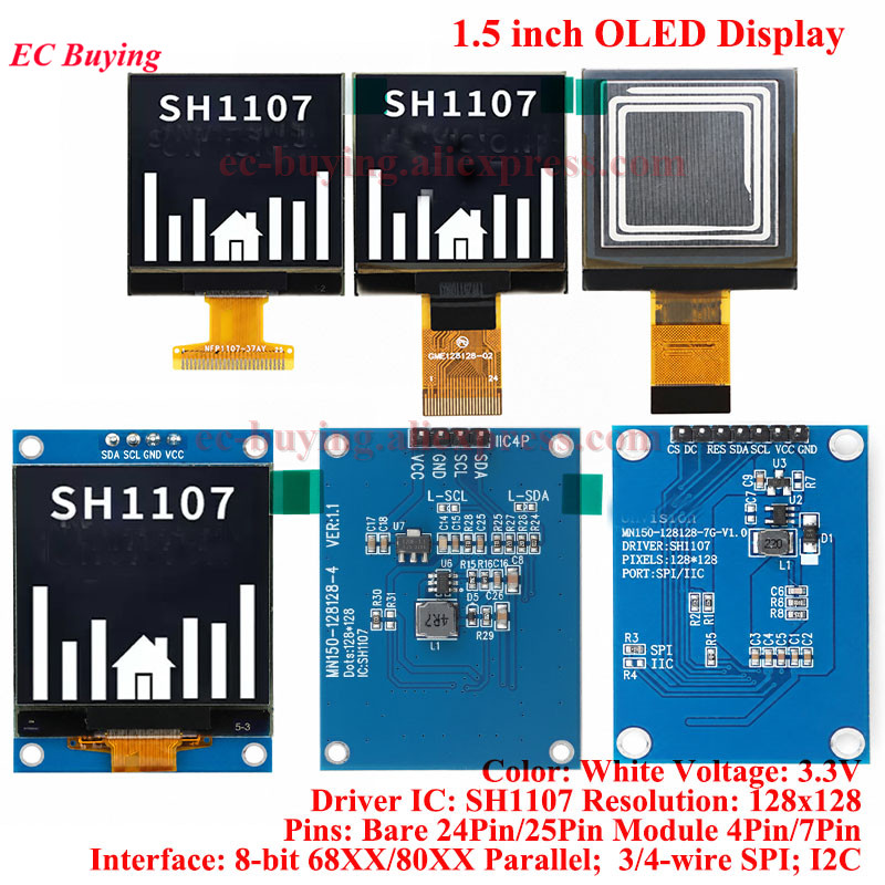1.5 Inch OLED LCD White Displa - đánh giá và giá I2C Lcd Display
